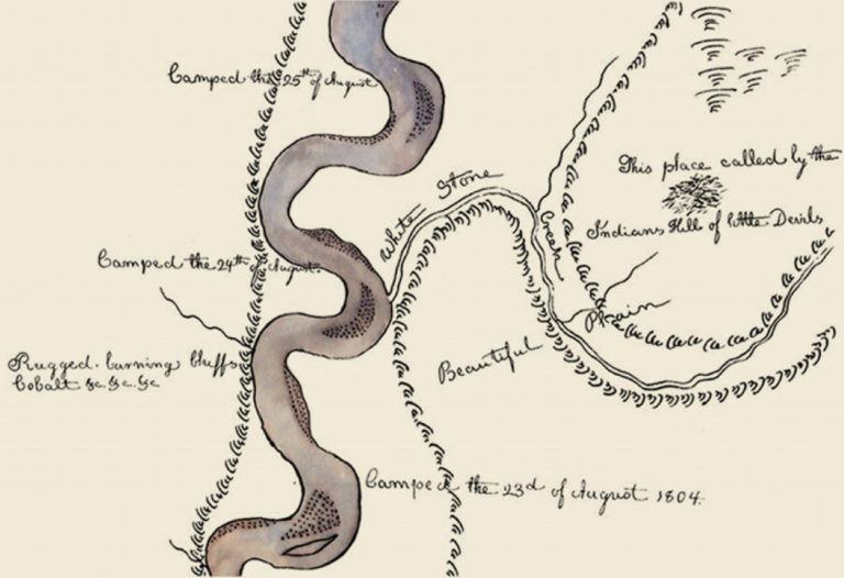 Clark's 1804 Route Map of the Lewis & Clark Expedition.